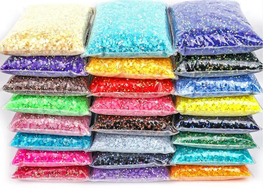 Strass Material Big Package 2-6mm Resin Flatback Crystal стразы AB Silver bottom Resin ...