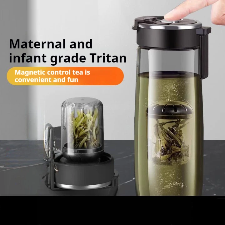 Tritan Magnetic Elastic Tea Cup, High Temperature Resistant Tea Separation Cup, Men's Large Capacity Sports Portable Cup