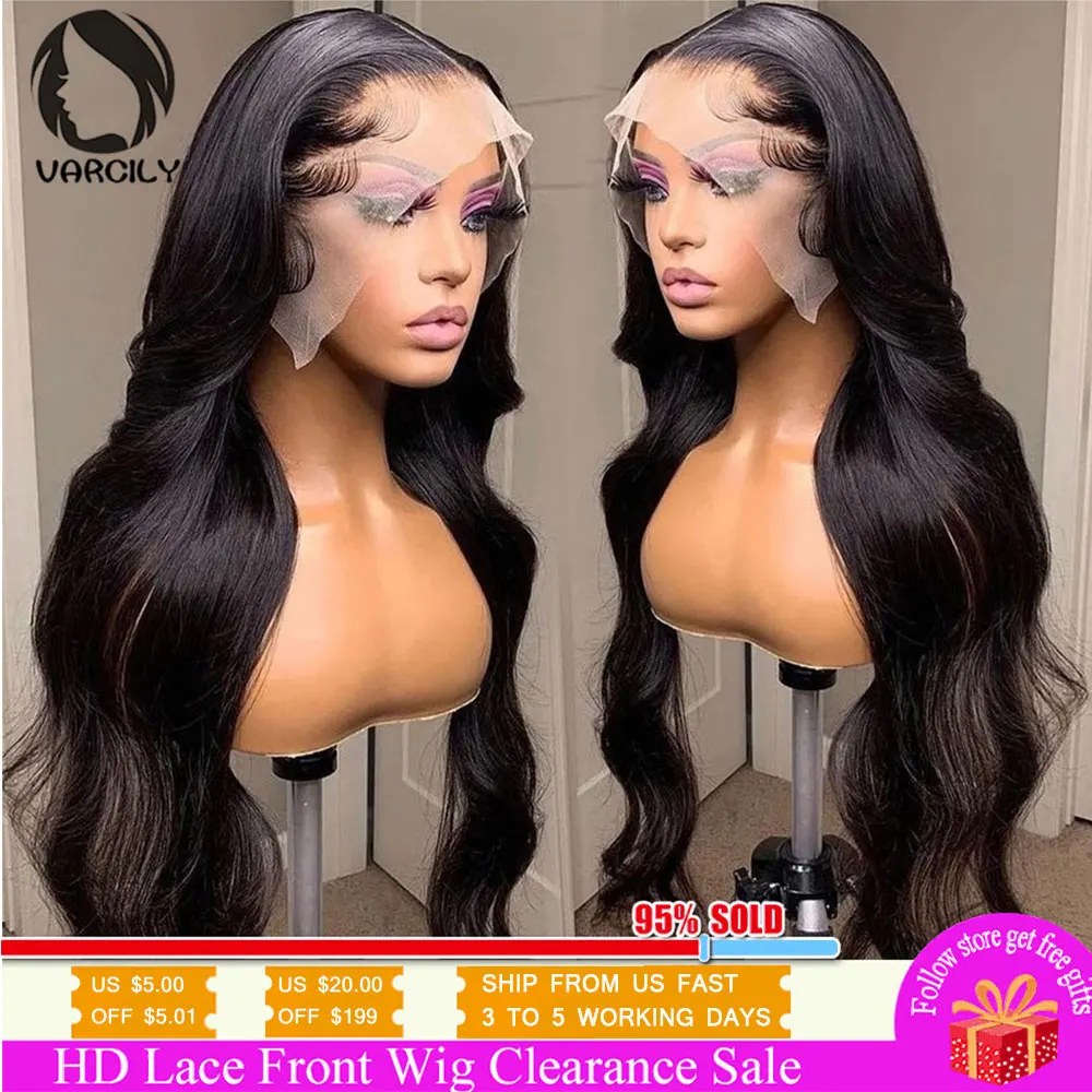 HD Transparent Lace Front Human Hair Wigs 13x6 Body Wave Closure Wig Pre Plucked Brazilian For Black Women | Шиньоны и парики