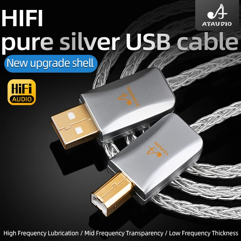 Hifi Puur Zilver Usb Kabel Hoge Prestaties Type C Naar B Otg Data Audio Kabel Voor Mobilephone En Dac