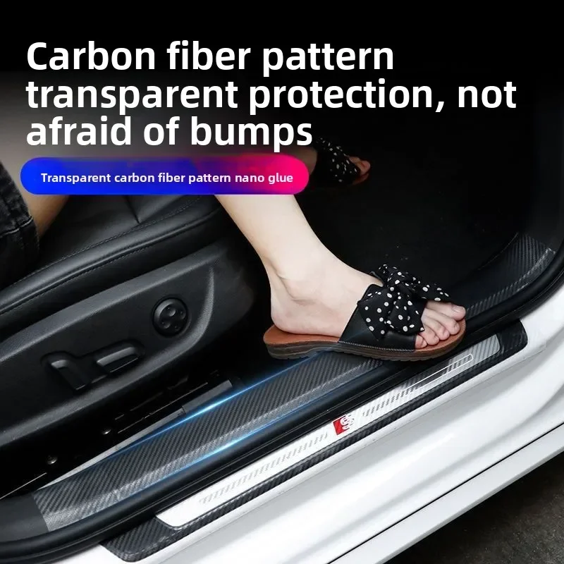 Transparent Carbon Fiber Car Threshold Portector Moulding Strip Trim Bumper Strip Door Sill Film Anti Scratch Guards Car Sticker car stickers car door edge guards carbon fiber sticker car door protector car threshold protector car door anti collision strip car door edge protector car door rubber protector car reflective tape sticker car trunk door sill protector