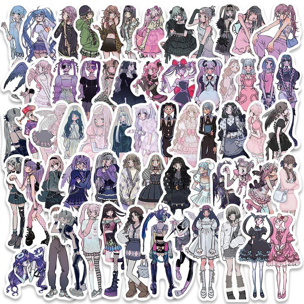 

10/63Pcs domi Style Anime Girls Kawaii Stickers Cute Aesthetic Decals For Kids Laptop Skateboard Suitcase Guitar Phone Stickers