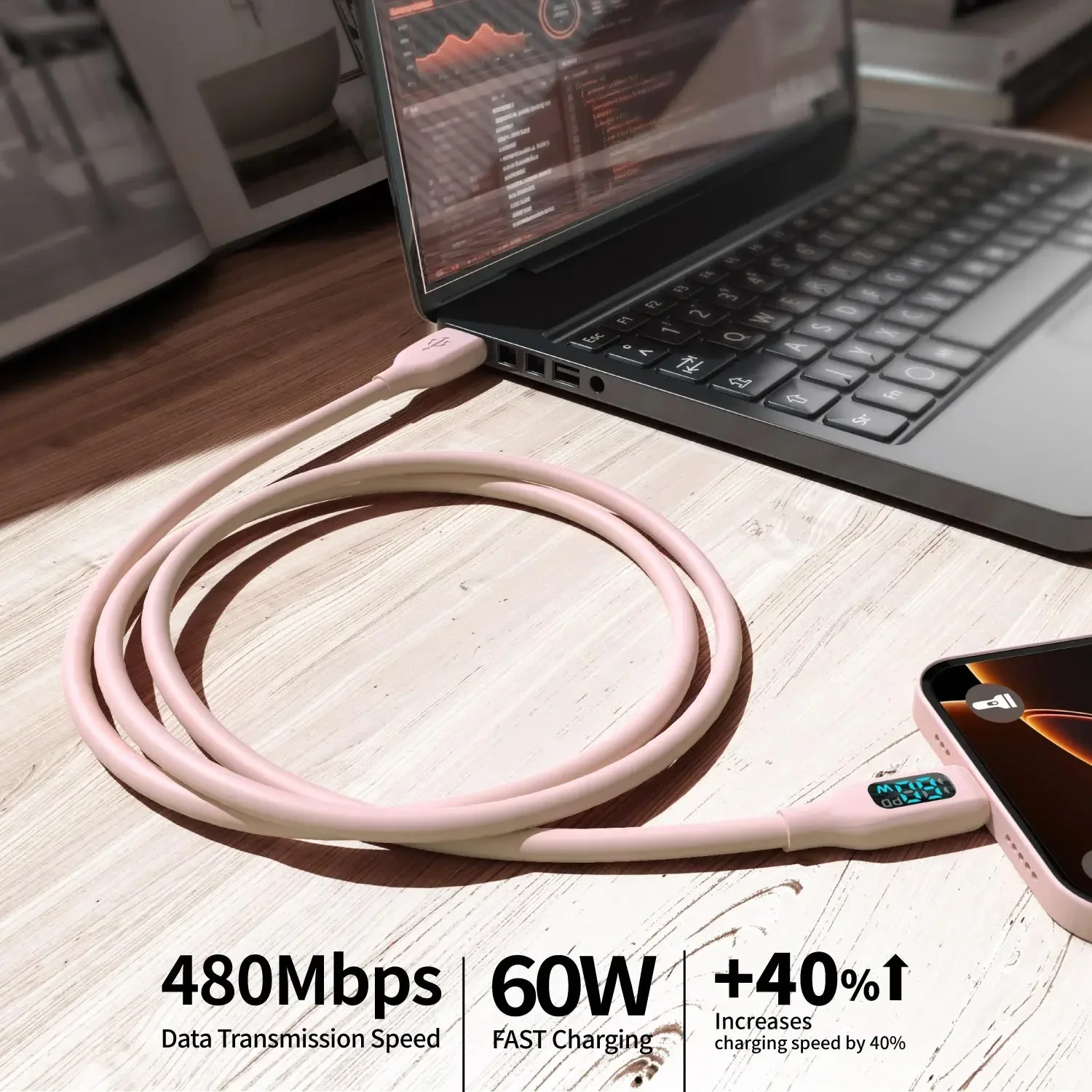 Dual USB A & C Fast Charging Cable [2-Pack]
