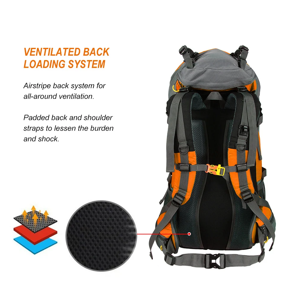 Lixada 50L Outdoor Sport Camping Travel Backpack Pack Cycling  Bag Mountaineering Climbing Backpacking Trekking Bag Rain Cover