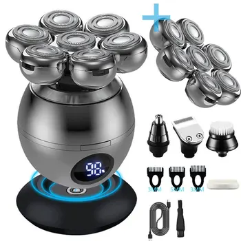 Rasoir électrique Rechargeable pour hommes, Kit de toilettage, Machine à raser la barbe et les cheveux, affichage LCD