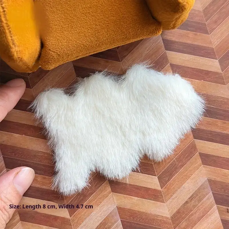 1/12 Dollhouse Imitation Sheepskin Plush Rug Model Dollhouse Bedroom Living Room Floor Mat Decoration Doll House Accessories