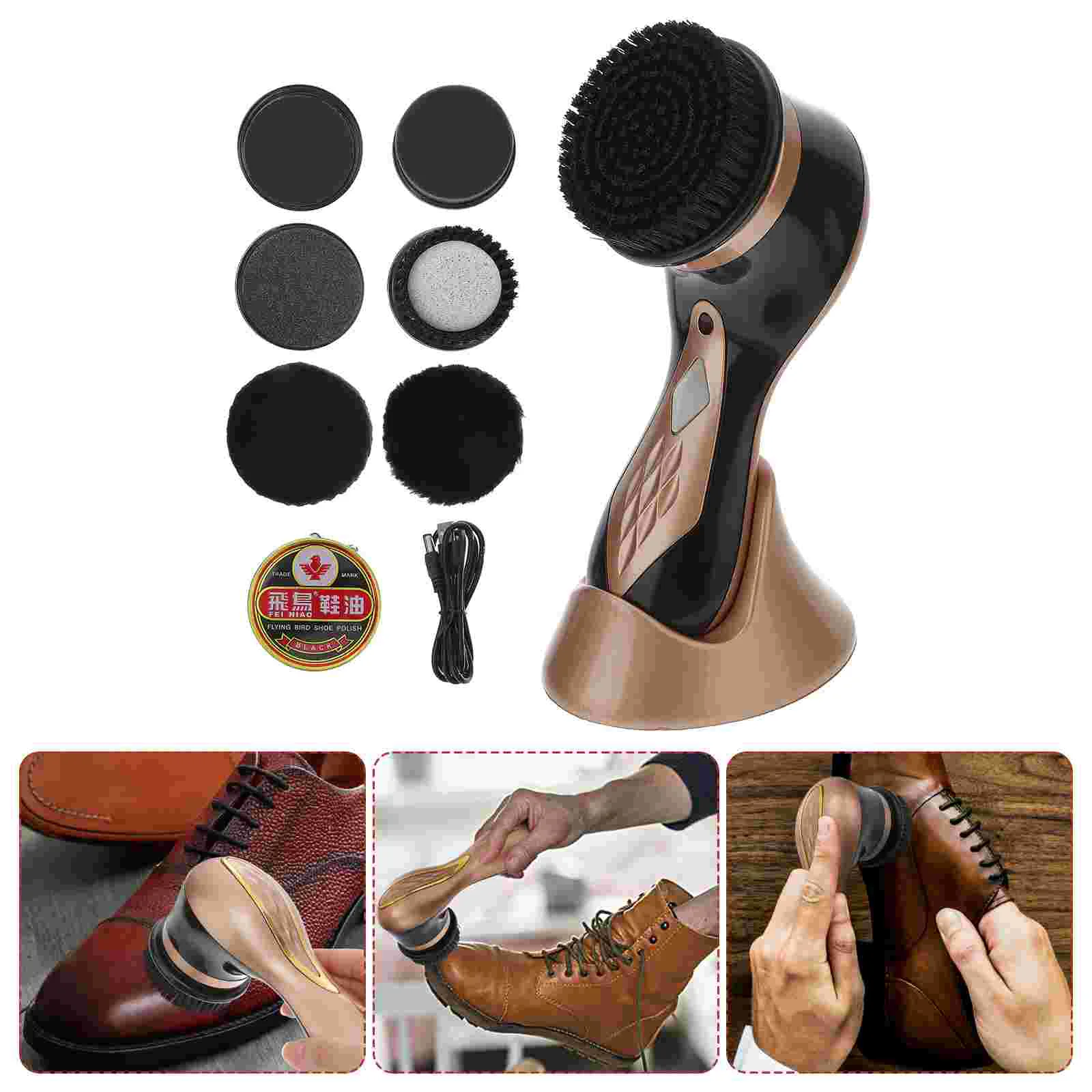 

Electric Shoe Polisher Shine Kit Care Brush Clean Tool for Shoe Bag Sofa