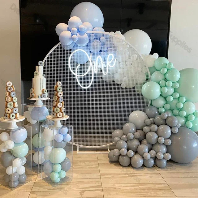 터키석 녹색 풍선 화환 아치 세트