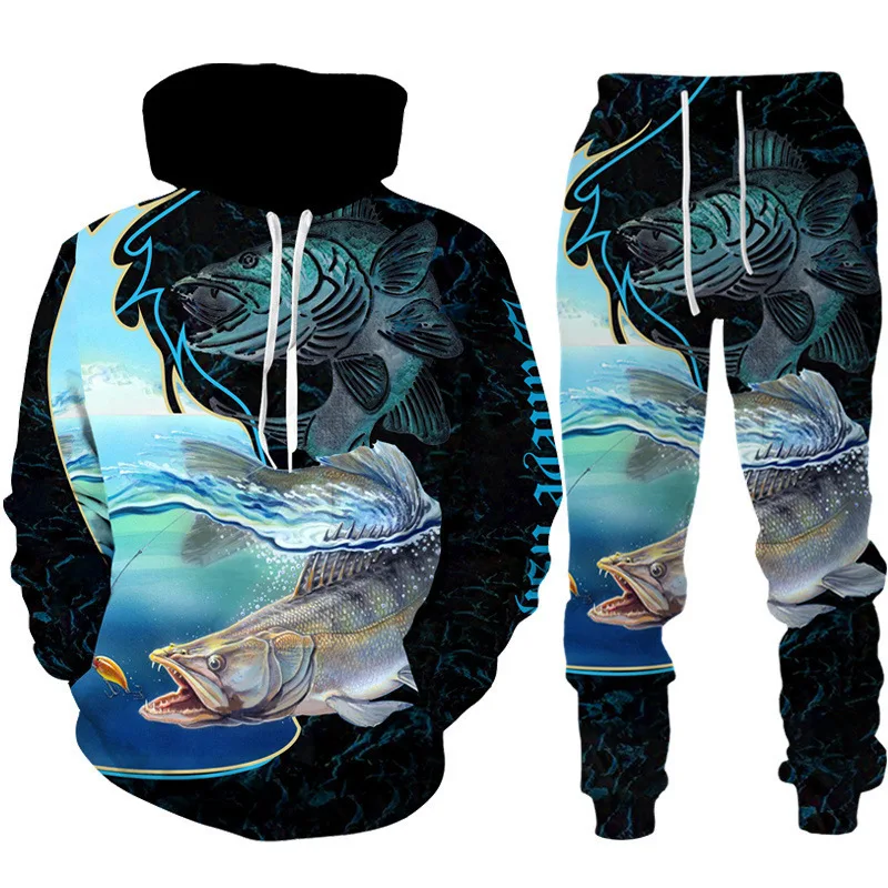 Men's Autumn 3D Printed Hoodie Pant Sets Casual Sweatshirts Sweatpants