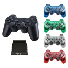 

For 2pcs Factory direct 2.4G wireless game handle transparent color black double vibration PS2 wireless game handle