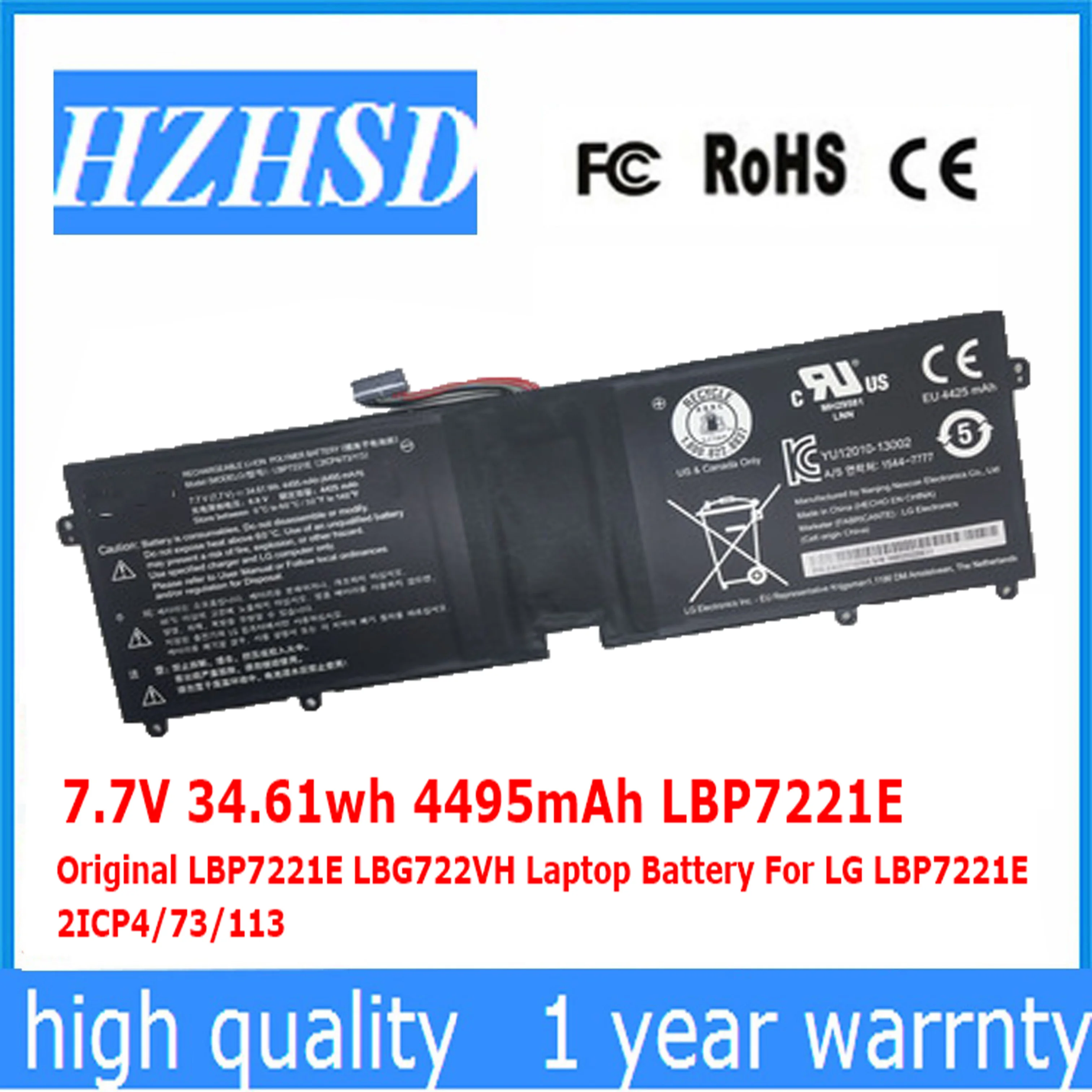 7.7V 34.61wh 4495mAh LBP7221E Original LBG722VH Laptop Battery For LG 13Z940 14Z950 14Z960 15Z960 15ZD975 15Z970-E BH91P1 BH71P