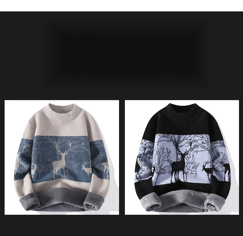 Pull homme à col montant tricoté chaud épais pour l'hiver_voghion.com
