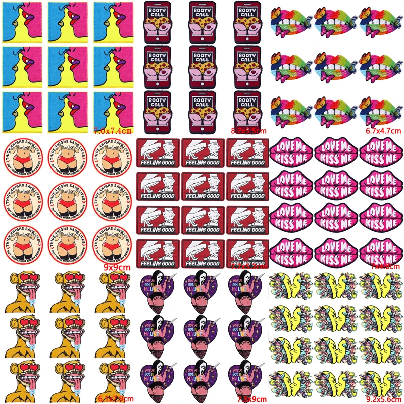 

10Pcs/Lot Sexy Patch Iron On Patches For Clothing Embroidered Patches For Clothes Hip Hop Embroidery Patch Stripe Badge Stickers