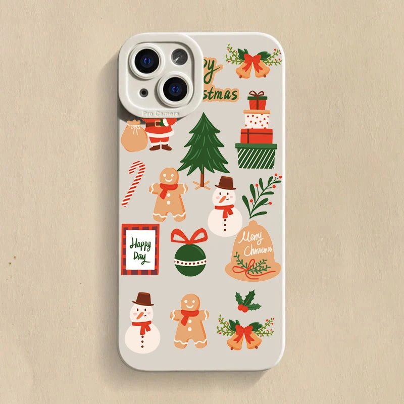 thumbnail image 1 of Funda para iPhone 16 15 14 13 12 11 Pro Max X XR XS 7 8 Plus SE 2020 cubierta de teléfono suave de silicona a prueba de golpes de Navidad de dibujos animados de lujo, 1 of 5
