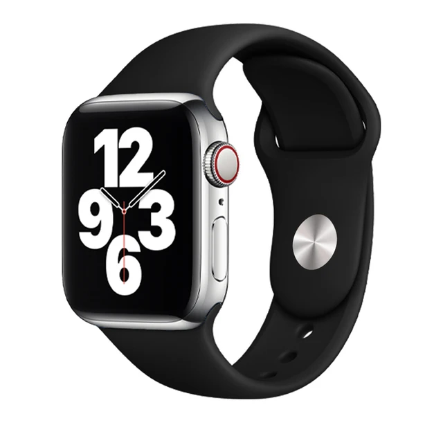 Silicone Strap For Apple Watch Band 44mm 41mm 45mm 40mm 38mm Smart Watch Sports Rubber Bracelet iWatch 6  Serie 7 SE Watchband Black