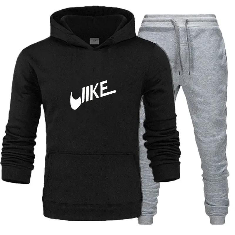 

Hoodie set 2-piece sportswear hooded sweatshirt + drawstring pants men's sports hooded running clothes