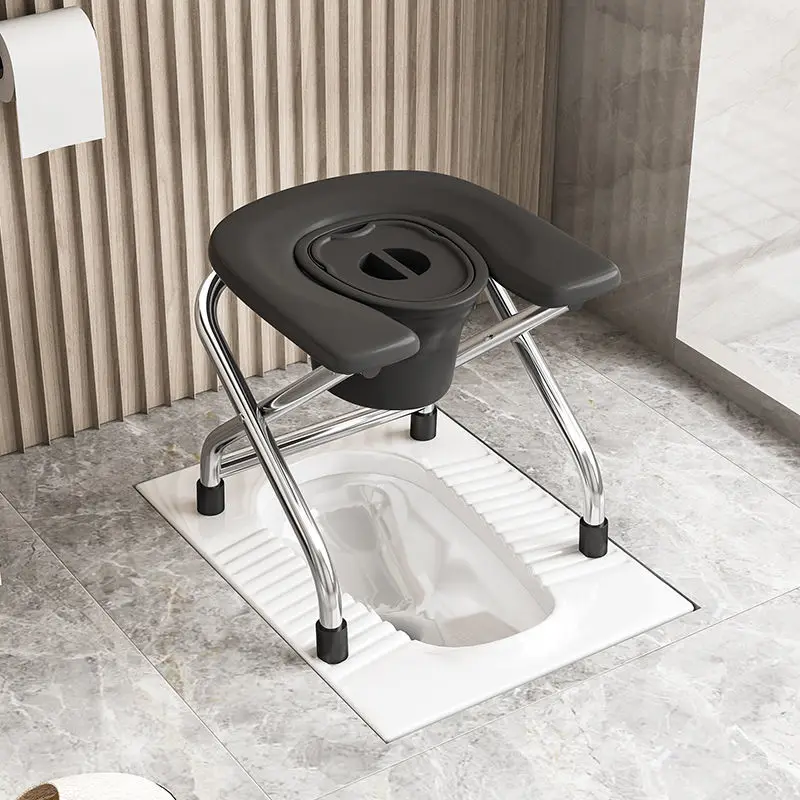 U Plate Folding Sitting Stool Chair Pregnant Elderly Toilet Seat Stool Chair Stainless Steel Toilet Squat Sit plastic step stool