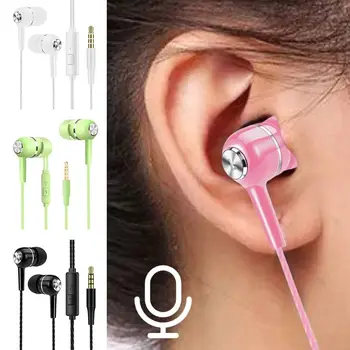 1PC Auricolare stereo in-ear con microfono Auricolari da 3,5 mm Cuffie HiFi universali portatili per Apple/Android/Huawei