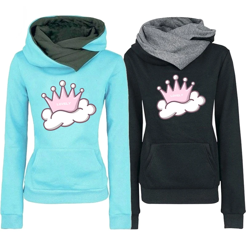 Autumn And Winter Ladies Hoodies Women's Print Hoodies Long Sleeve Hooded Sweatshirts Pullover