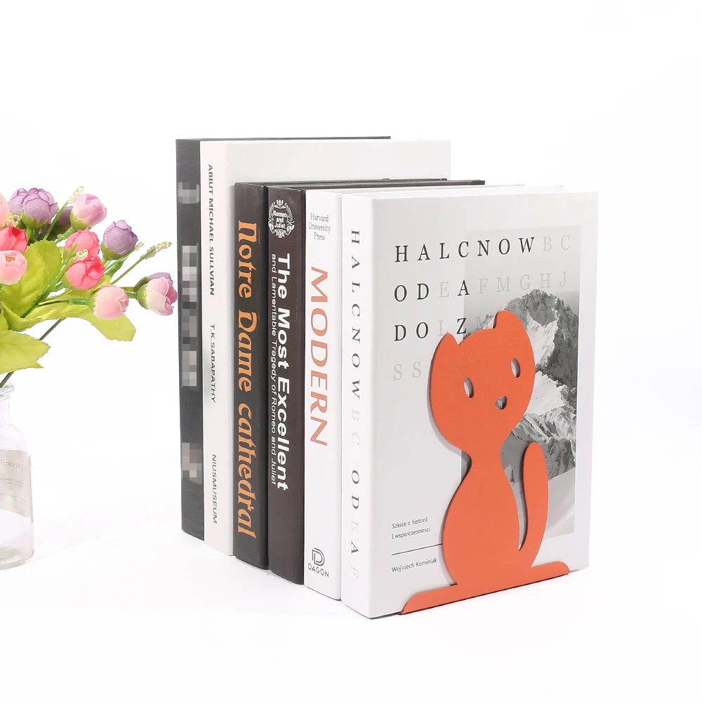 Cute Cat Book Ends Heavy Book Stand Shelf rack Iron Bookends Home Desk Stationery Stand Iron 2 Pcs book holder,book stand,book terminal