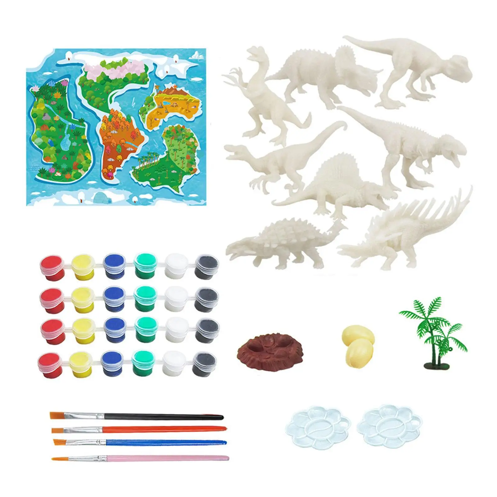 

DIY Coloring Dinosaur Model Crafts Paint Your Own Dinosaur Toy Accessories Game Mat Set for Activity Party Boys Kids Children