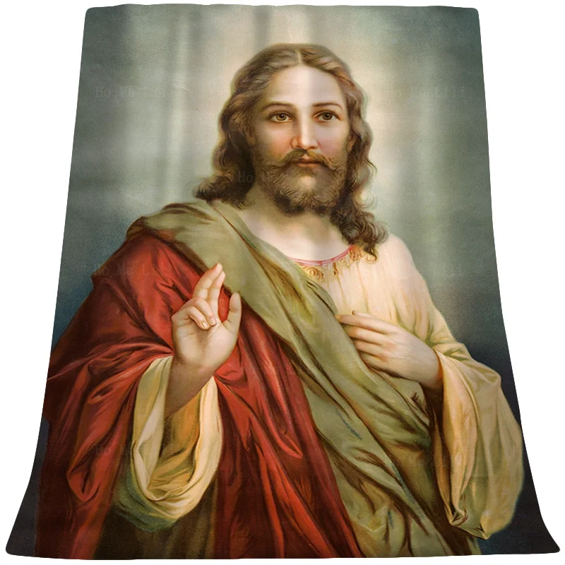 

God Christian Poster Nordic Religion Portrait Of Jesus Flannel By Ho Me Lili Suitable For All Seasons