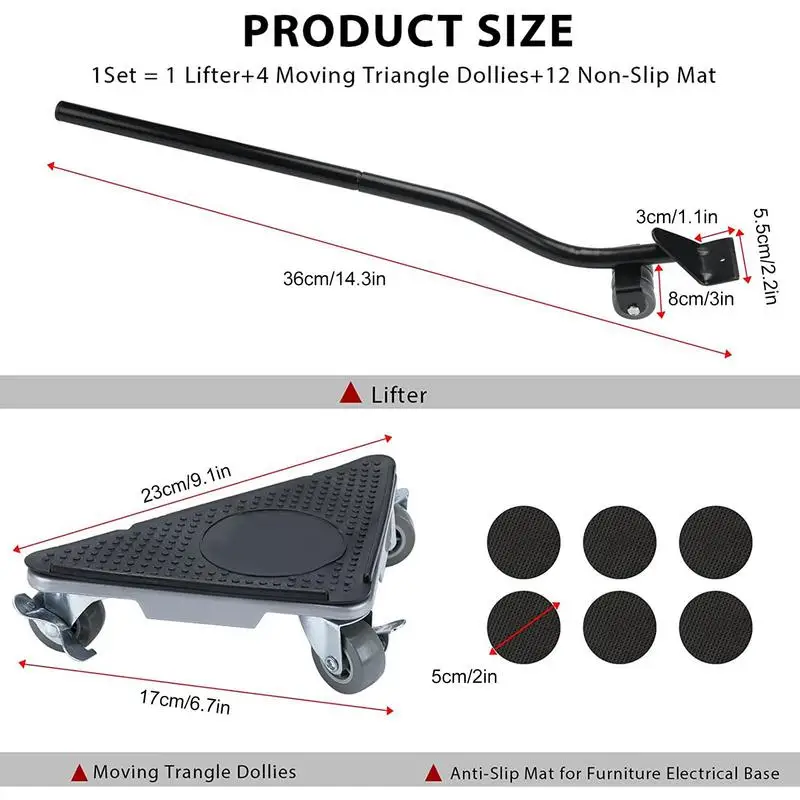 Furniture Mover Dolly Rotation Wheels Furniture Movers  2860Lbs Load Capacity Casters Furniture Movers for Moving Furniture