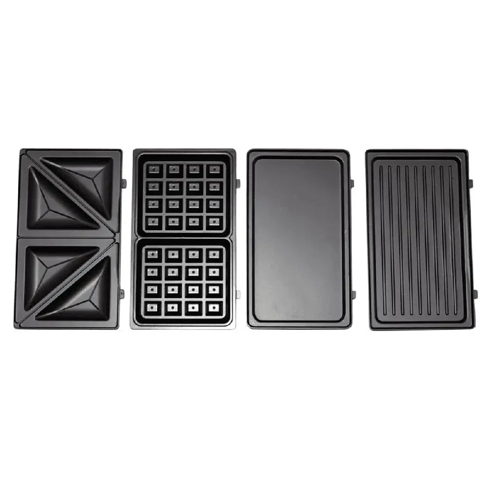4-in-1 Waffle Maker Indoor Grill Sandwich Maker Panini Press Electric Griddle Toaster Removable Non-Stick Cast Iron Plates 6