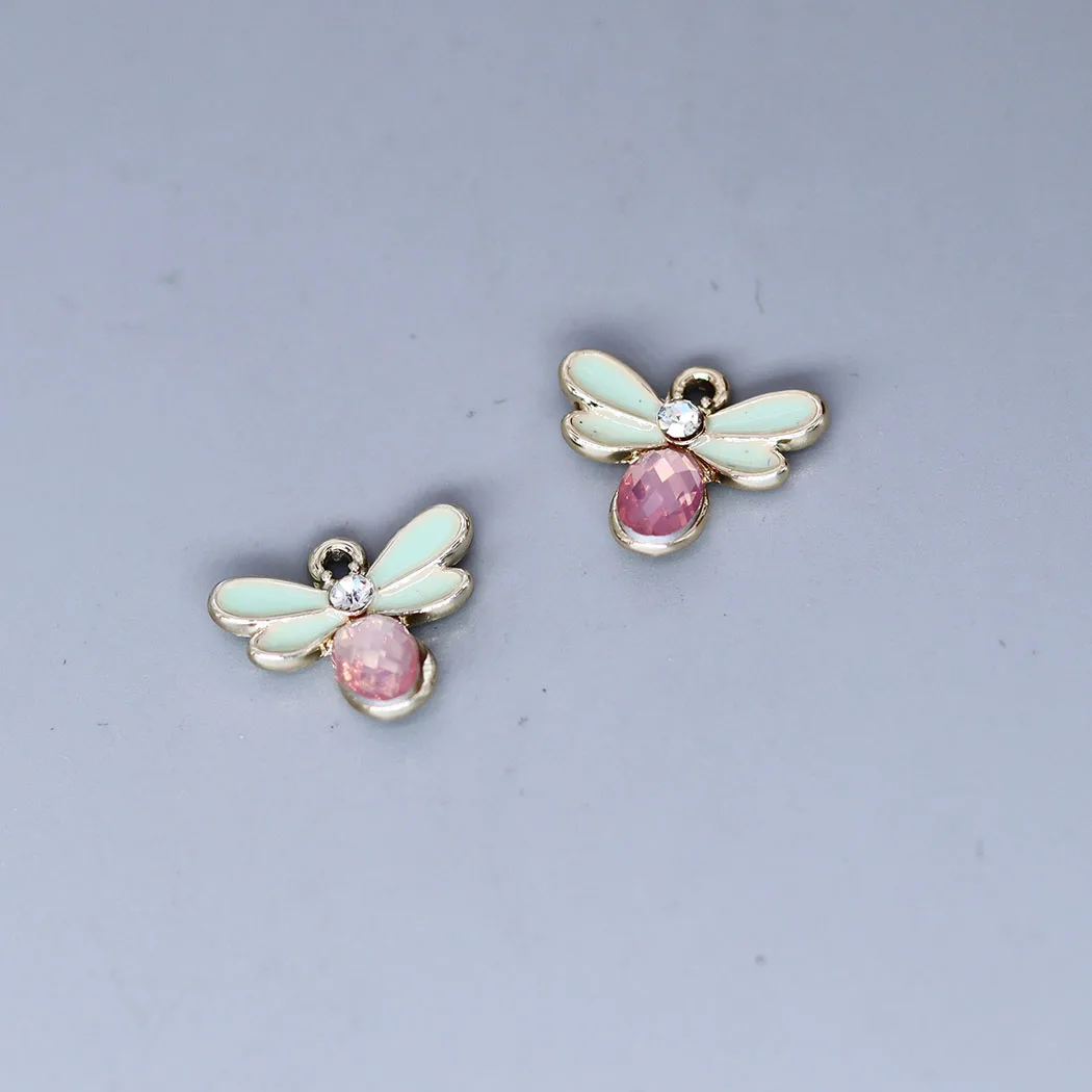 

5pcs/lot Purple Stone Bee Charm for Jewelry Metal Accessories DIY Charms For Jewelry Crafts Findings