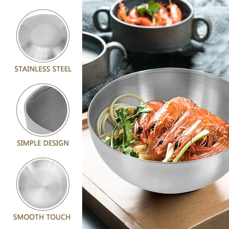 Golden Bowl Stainless Steel Serving Korean Metal Kitchen Container Fruit Noodle Grain Pasta Storage 20Cm