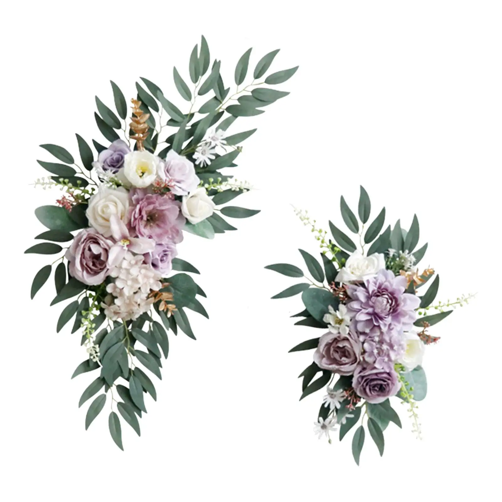 2Pcs Artificial Floral Swag Flower Garland Wedding Wreath Modern Wedding Arch Flowers for Ceremony Holiday Reception Party Wall