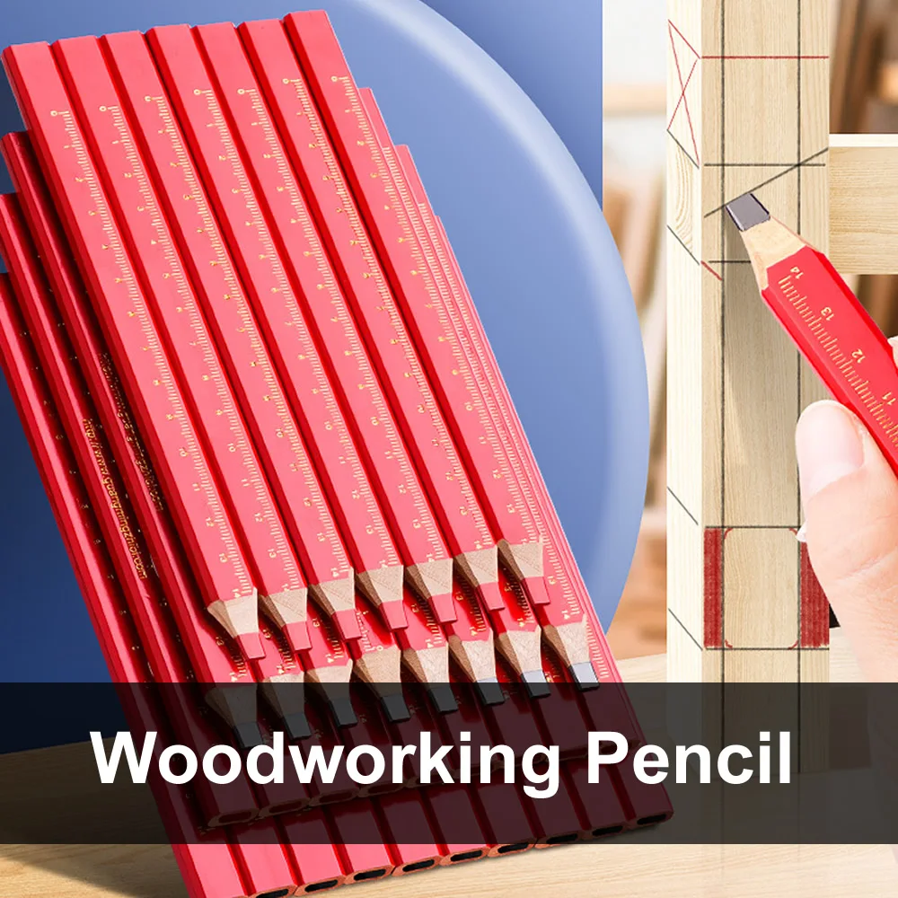 1/5/10pcs carpenter's pencil thick core black pen special marking pen DIY with scale carpenter's tool pen stationery marking pen 6
