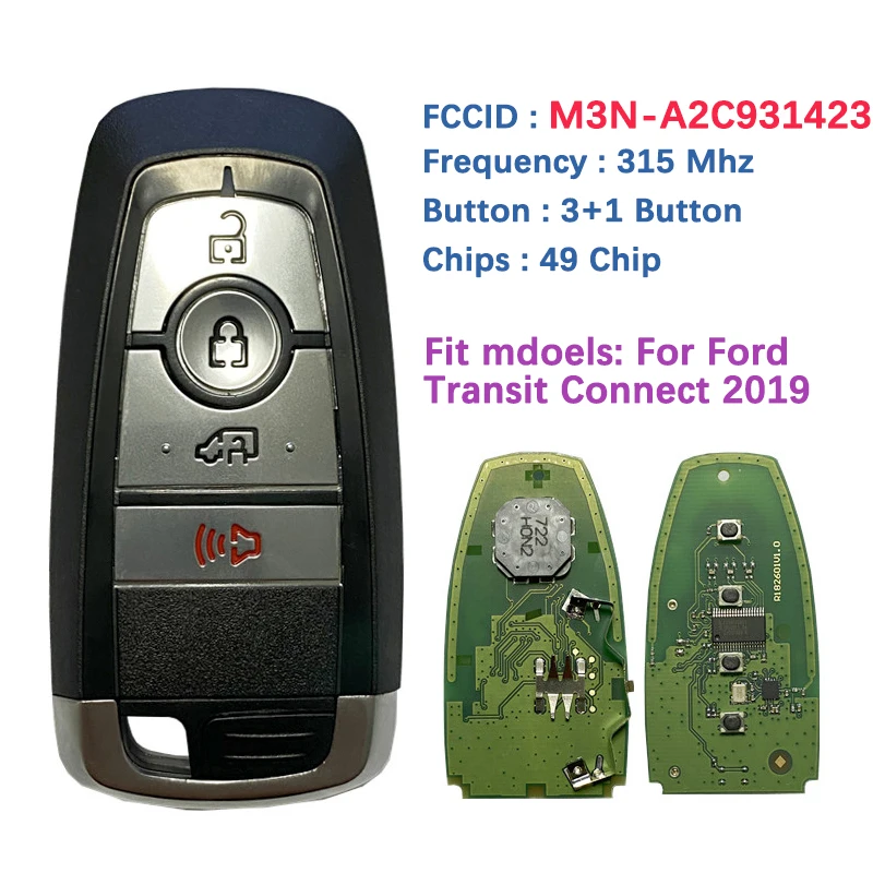 

CN018104 Original 4Button Smart Key For Ford Transit Connect 2019 2020 Remote Contorl 315Mhz ASK 49 Chip M3N-A2C931423 164-R8234