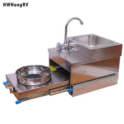 camper van Stainless steel single burner Gas stove and sink RV caravan yacht Camper outdoor gas stove, pull-out gas stove