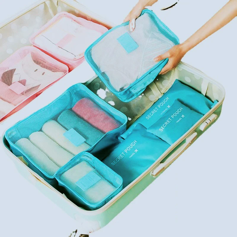 6pcs/Set Travel Storage Bags Luggage Compartment Classified Storage Bag Underwear Socks Travel Bag Clothing Foldable Storage Bag 4