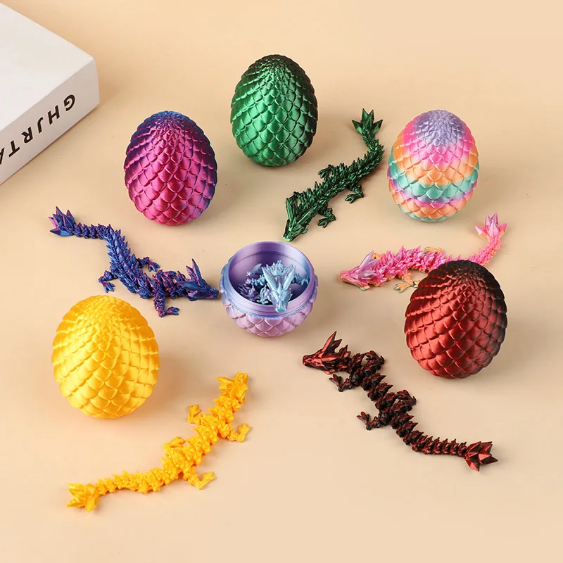 12Pcs 3D Printed Dragon Egg with Movable Dragon Modle Easter Gift Home Desktop Ornament Kids Birthday Party Favors Pinata Filler
