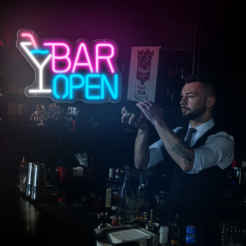Bar Open Neon Signs Neon LED Sign For Bar Restaurant Night Club Party Luminous Business Sign Bar Wall Decorations Lights