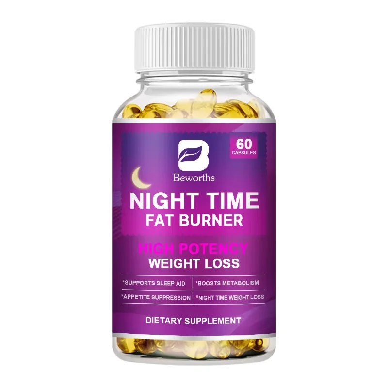 Cápsulas quemadoras de grasa nocturnas BEWORTHS para mujeres y hombres, herramienta para adelgazar, control de peso, desintoxicación y quema de grasa
