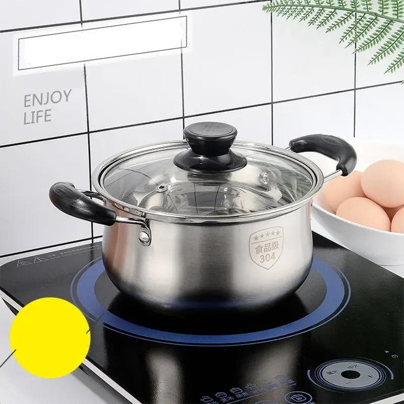 Stainless Steel Saucepan Non-stick Glass Cover Cookware For Kitchen Cooking Pots Induction Cooker