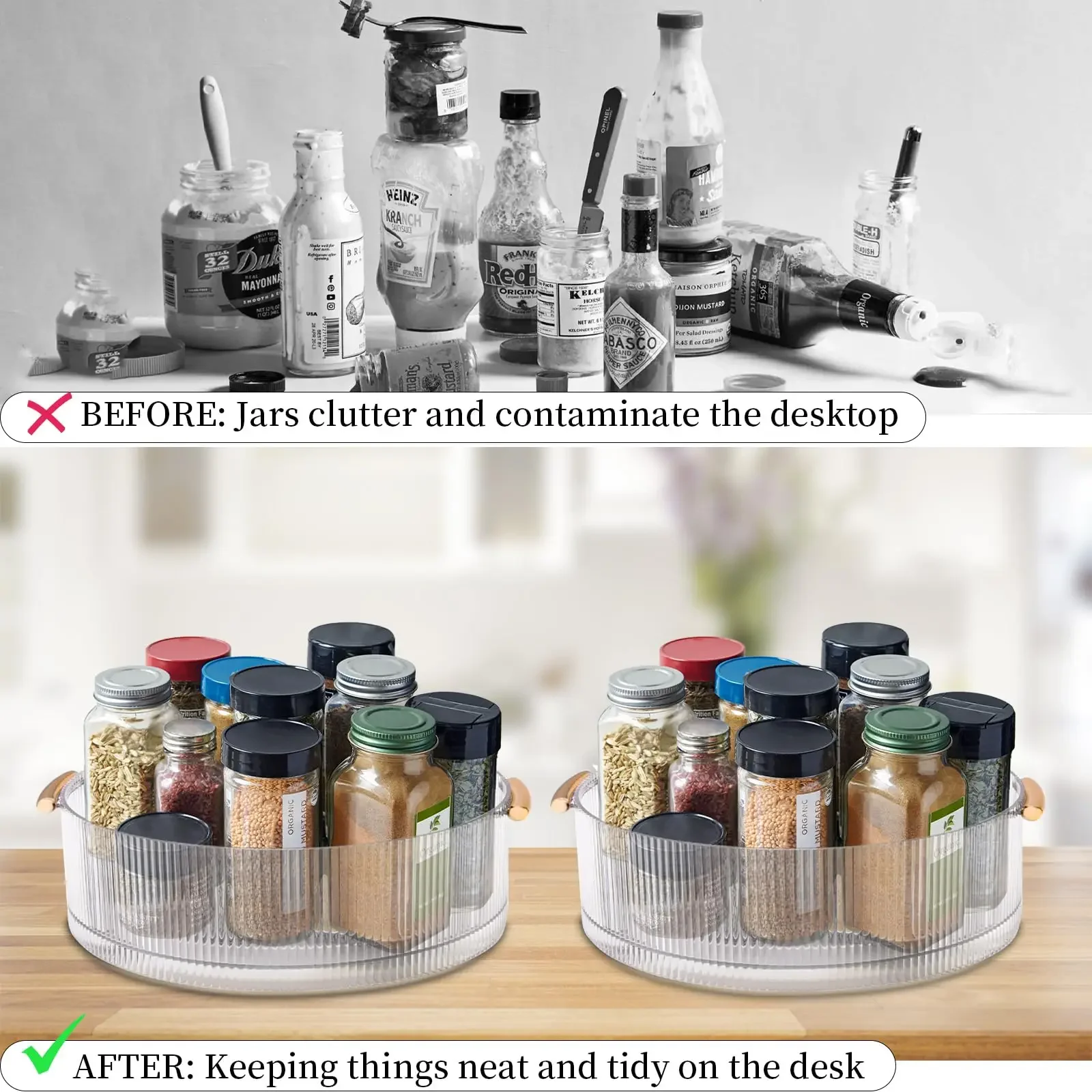 360 Rotating Lazy Susan Pantry Organizers and Storage Turntable Spice Rack for Kitchen Countertop Dining Table Pantry Cabinet