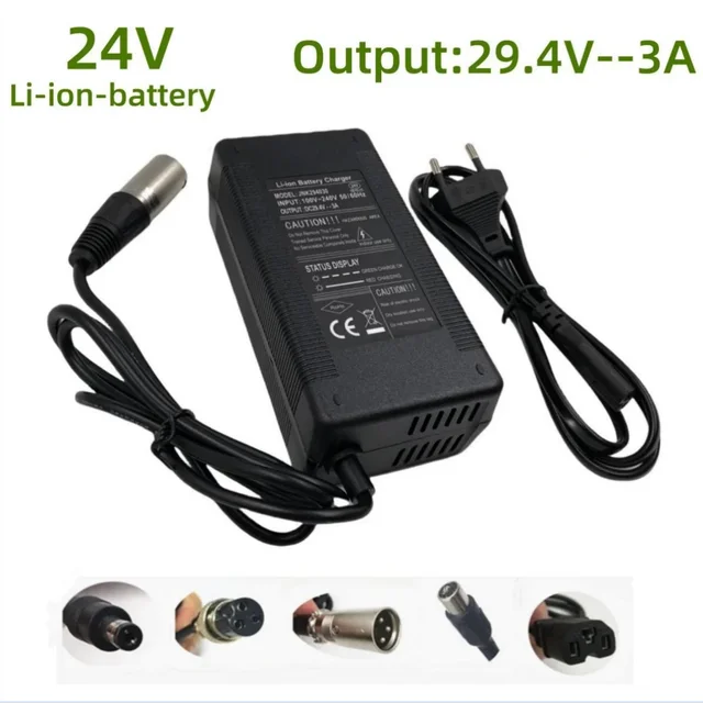 24V Li-ion Battery Charger 29.4V3A charger 24V XLR 3pins XLR/GX16/DC5.5/RCA/IEC connector.