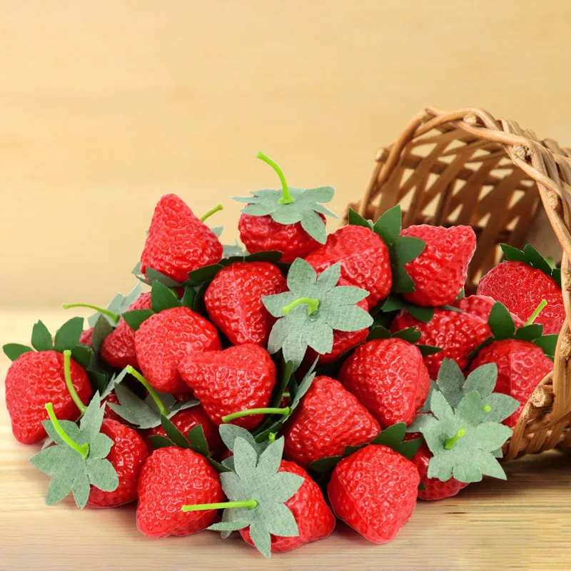 20Pcs Artificial Strawberry Simulation Plastic Fake Fruit Home Kitchen Table Decoration Christmas Ornament DIY Wedding Party for artificial fruits and vegetables