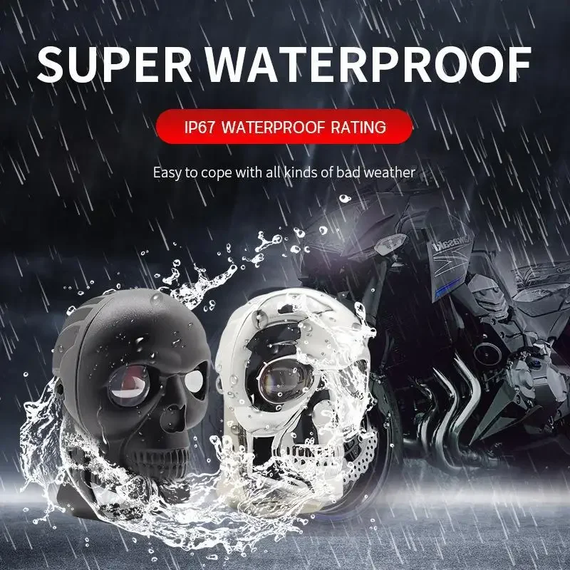 thumbnail image 2 of Motorcycle Skull Fog Light LED Skull Shape Waterproof Headlight Motorcycle High Low Beam Auxiliary Light Motorcycle Accessories 2 of 13