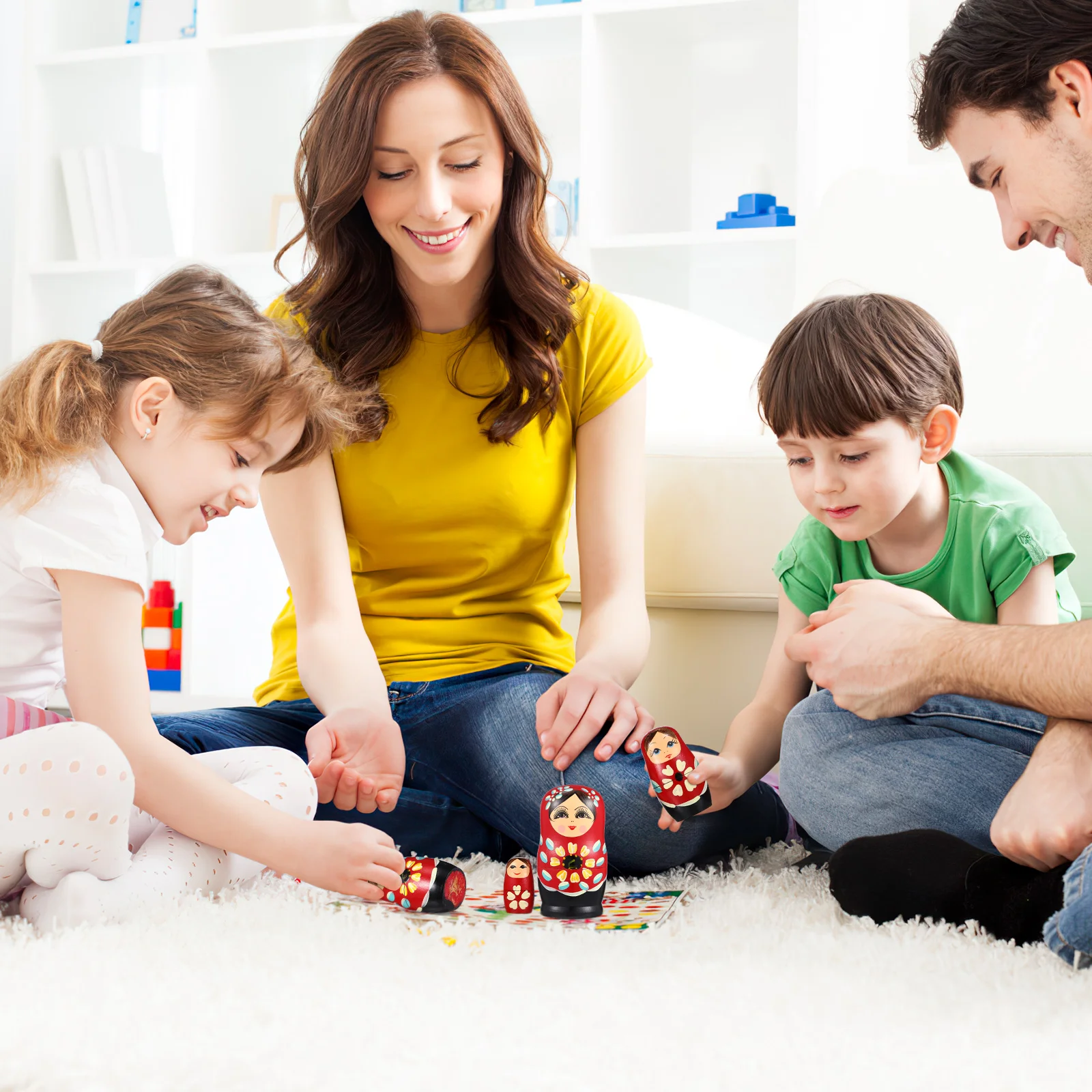 Matryoshka Russian Dolls for Kid Nesting Stacking Gift Funny Wood Adults Small Bright Color 5 Pcs nesting dolls