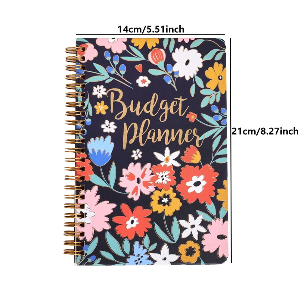 Retro Flower Undated Budget Planner - 50 Sheets Monthly Finance Book with Cardboard Cover