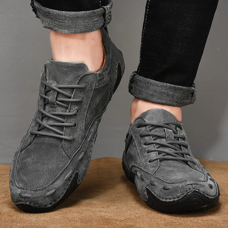 Genuine Leather Octopus Bean Men Loafers Walking Sports Driving Shoes