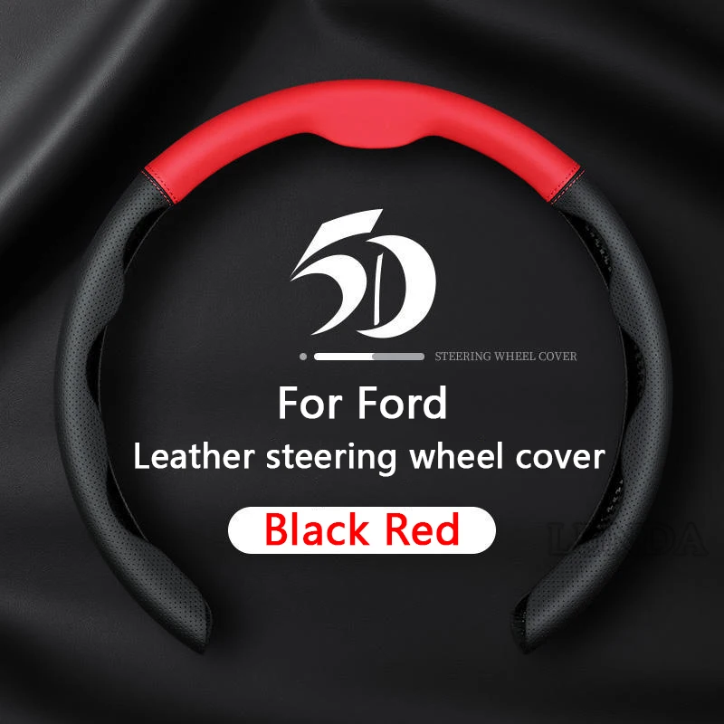 

Car Steering Wheel Cover Real Leather For Ford Focus 3 4 5 S-MAX Fusion Explorer MAVERICK Mondeo Kuga Edge Mustang F150 MK3 MK4