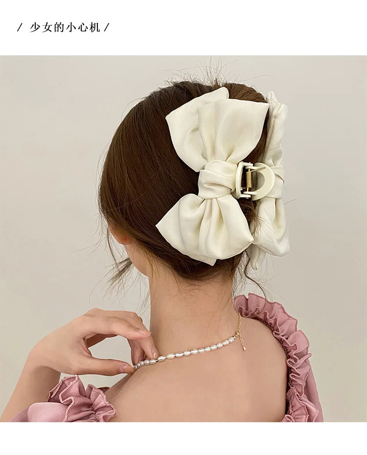 활 머리 발톱 클립 대형 상어 발톱 헤어 클립 포니 테일 여성용 솔리드 Bowknot 머리핀 바레트 헤어 액세서리 머리띠