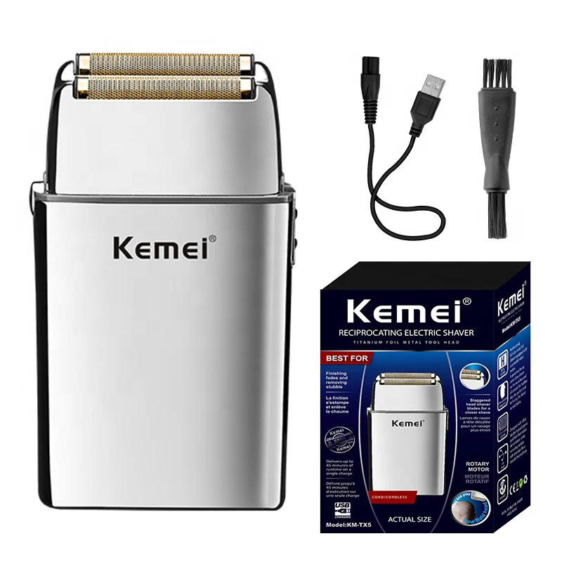 

Kemei Km-TX5 Electric Shaver USB Rechargeable Beard Bald Shaving Men's Trimmer Reciprocating Shaver Machine Clipper Hair