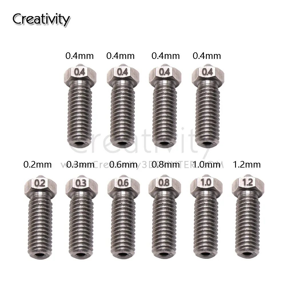 5/10 PCS Volcano Brass Nozzle 0.4mm Stainless Steel Nozzles Optional For Sidewinder X1&X2 Genius Vyper Artillery 1.75mm Filament